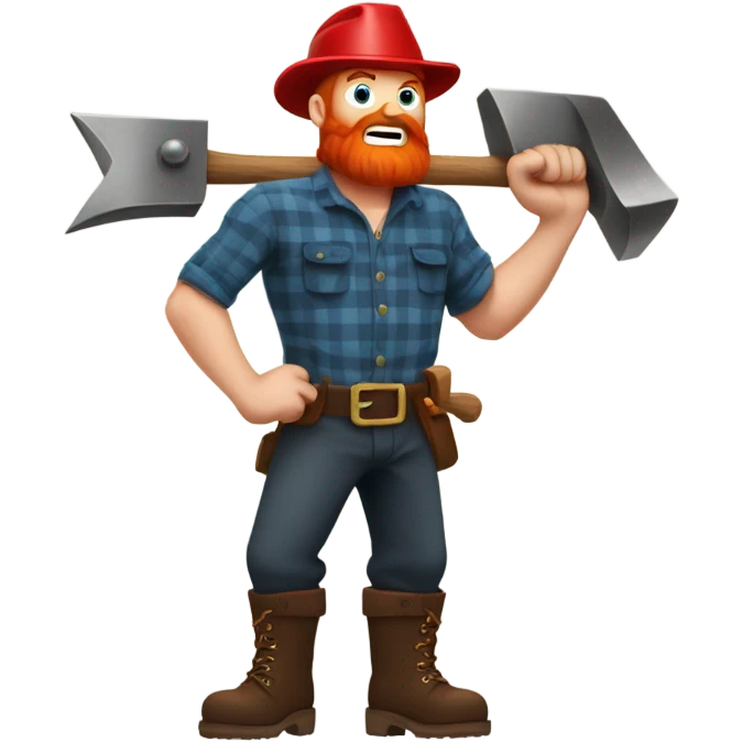 Red headed lumberjack striking an anvil emoji