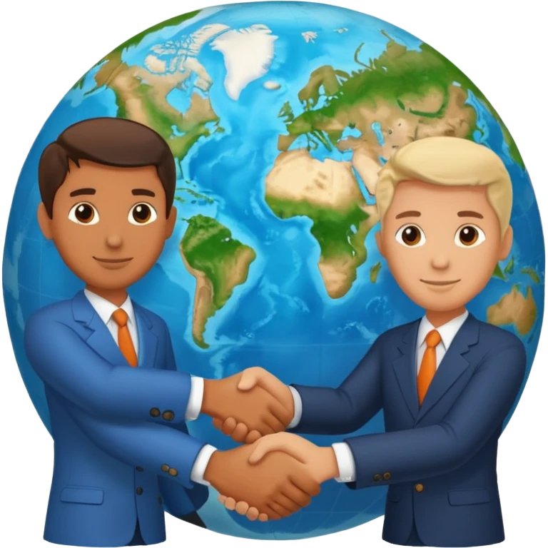 Shake hands and a globe showing negotiation of climate change emoji