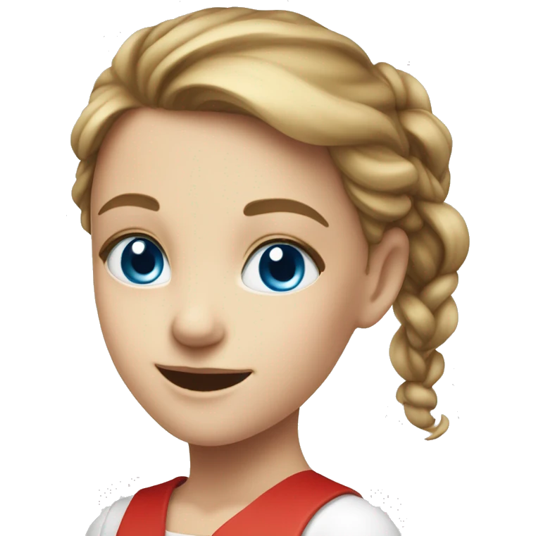 smiling girl with blue eyes in white and red dress emoji