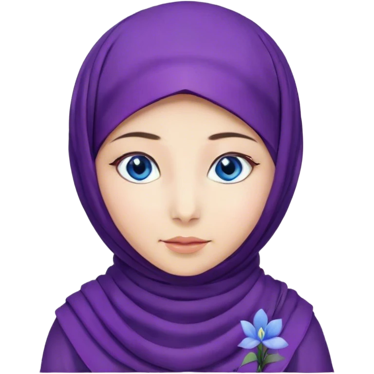 Turkish beautiful finish Konya girl blue eyes with lila hyacinth hijab and islamic dress emoji