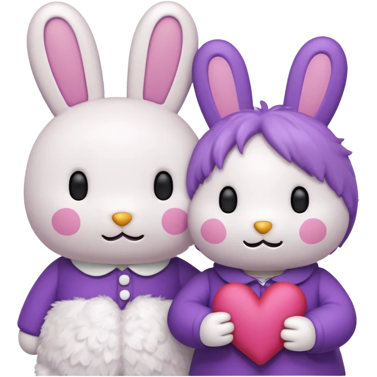white and purple miffy in love emoji emoji