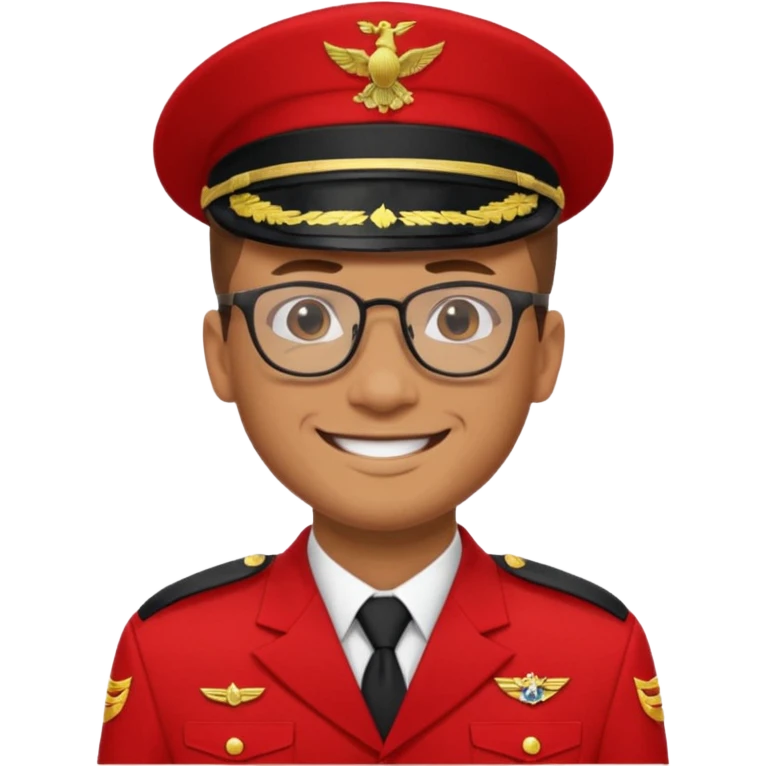 Smiling military man with glasses in red uniform emoji