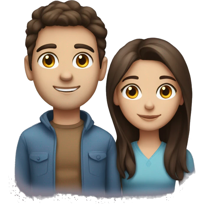 blue eyed brunette girl with brown eyed brunette boy emoji
