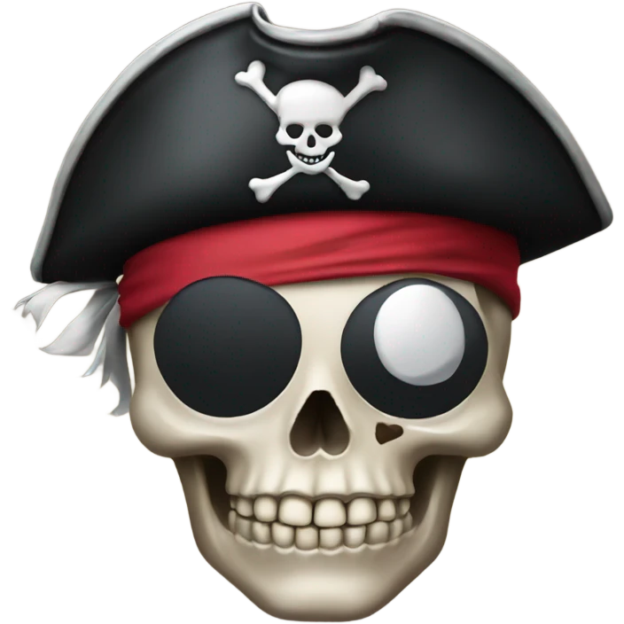 Skull dark with eye patch and pirate hat emoji