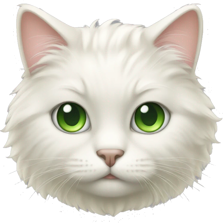 Fluffy cream cat with green eyes emoji
