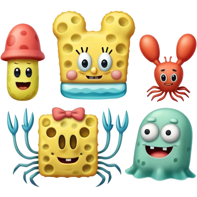 Entire cast of sponge bob emoji