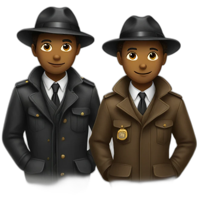 Two Boy detectives one white and one  black emoji