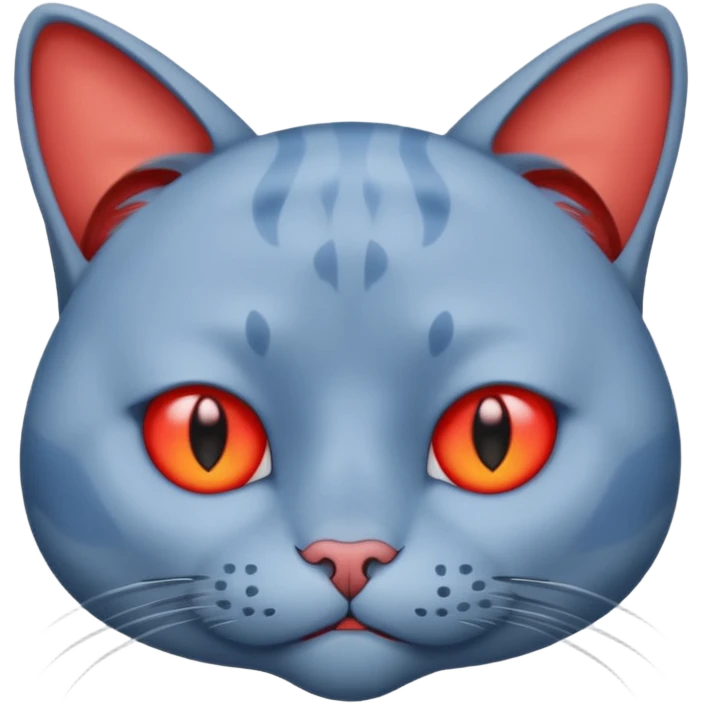 Emoji Visage de chat bleu defoncé yeux rouge fatigué emoji