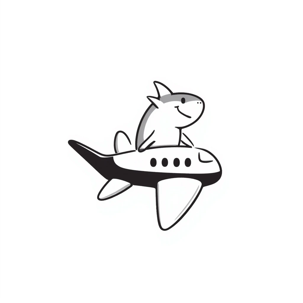 doodle style shark on an airplane emoji