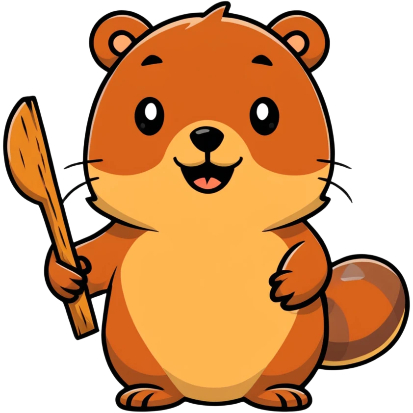 happy beaver with wood emoji