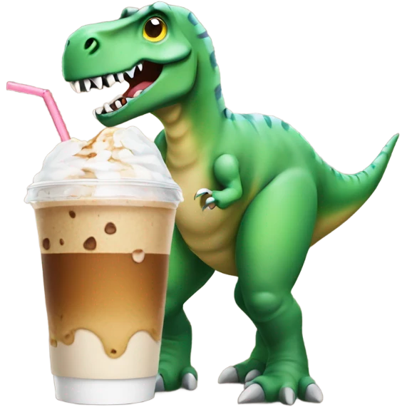 Dinosaur with an iced coffee  emoji