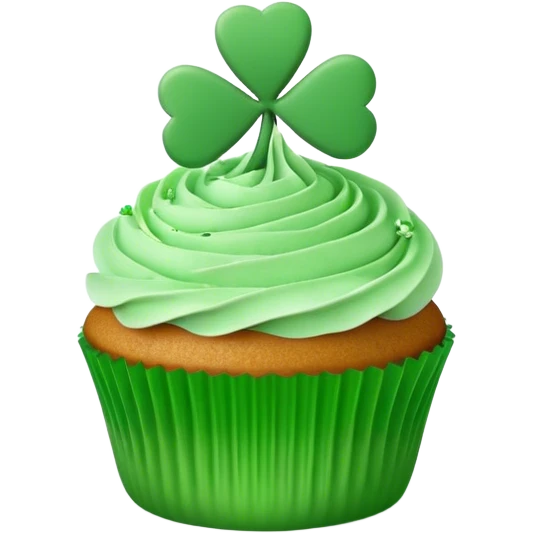 Green st. Patrick's day shamrock cupcake, 3D emoji