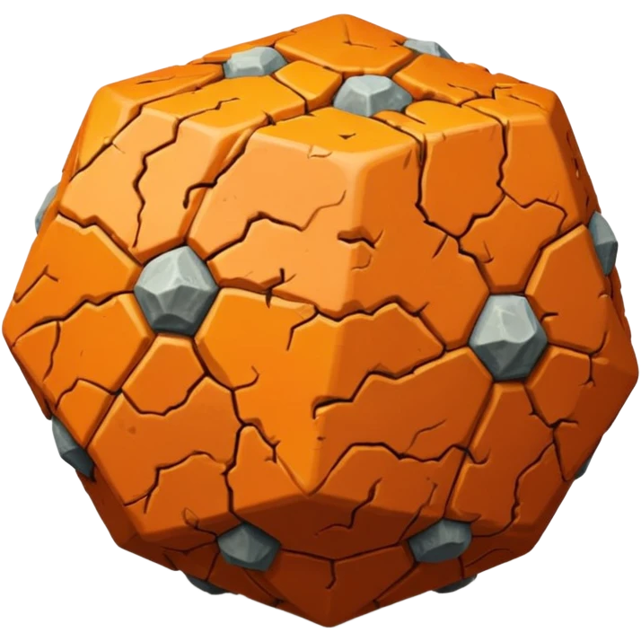 american-orange-intricate-stone-age-rocky-crusted-dodecahedron-shaped emoji