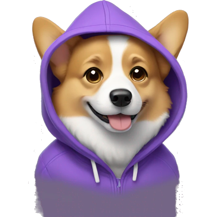 Corgi wearing a purple hoodie  emoji