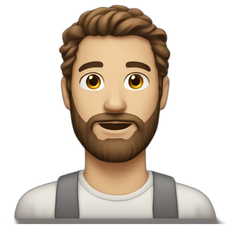 man brown hair brown beard emoji