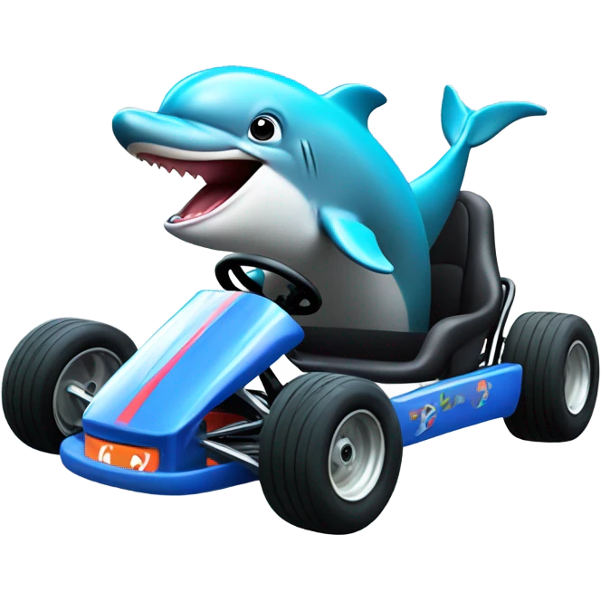 Dolphin on a go kart emoji