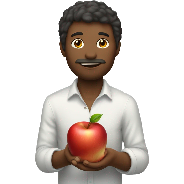 Half eaten red apple cupped in hand  emoji