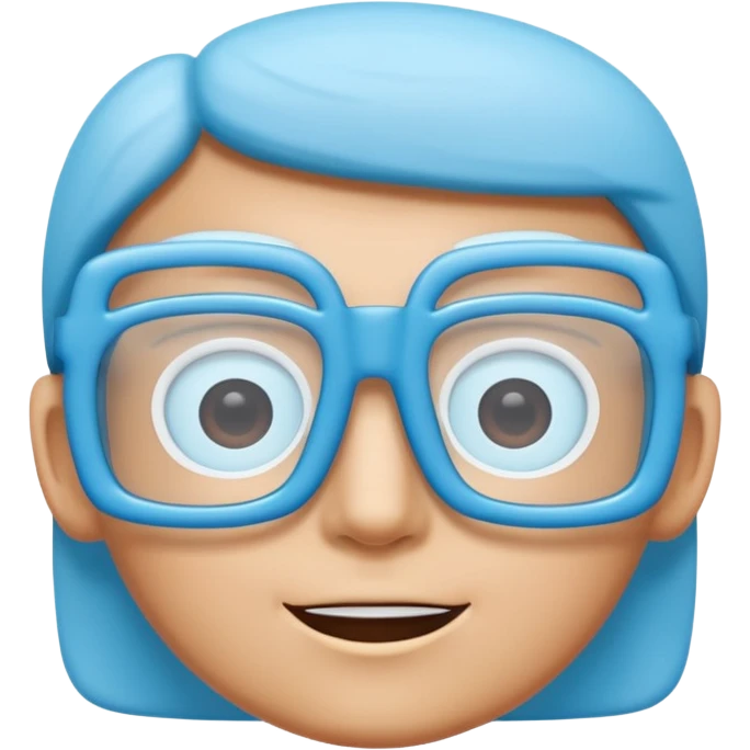 A 3D cartoon sky-blue square spectacle, slightly thick frame, glossy surface, minimal plain background, Memoji-style. Only glasses. emoji
