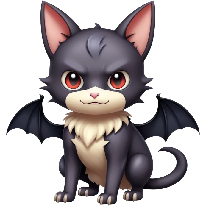 Edgy Cool Kawaii Bat-Cat-Pokemon Full Body emoji