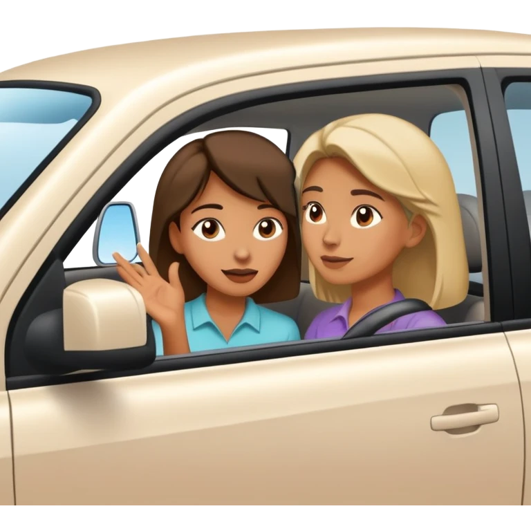 woman leaning talking to person in parked car with window down emoji