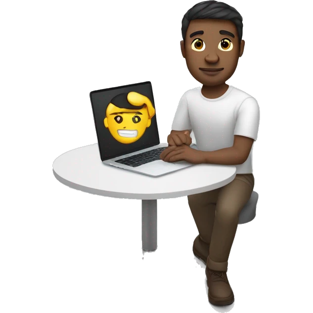 pale brunette male software engineer using Macbook, LED watch on wrist emoji