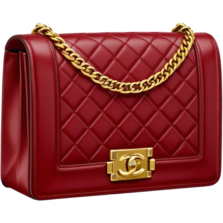 chanel le boy dark red bag gold hardware emoji