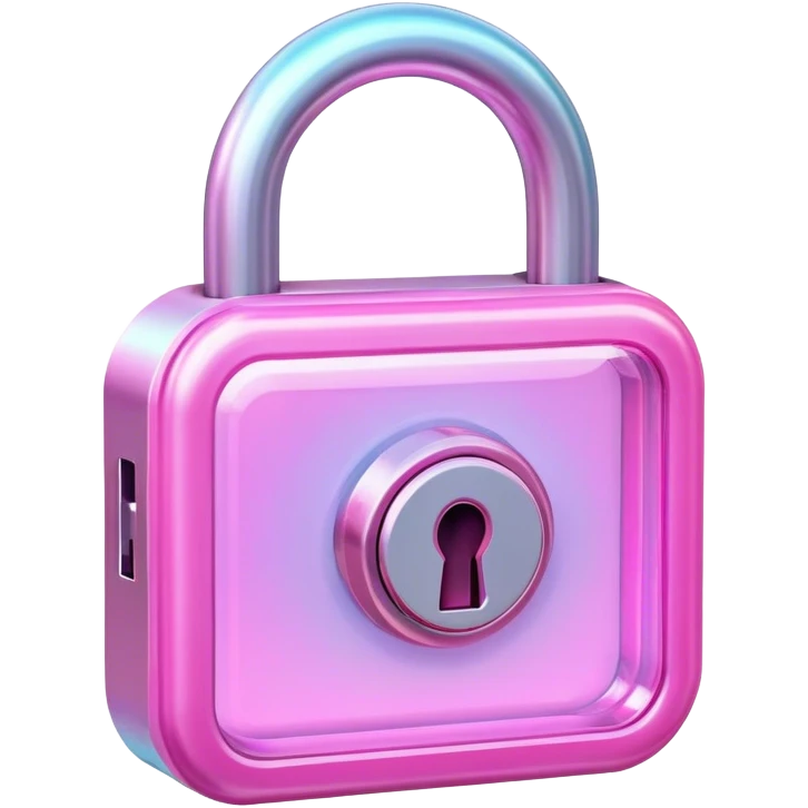 Holographic and glassmorphic pink lock emoji