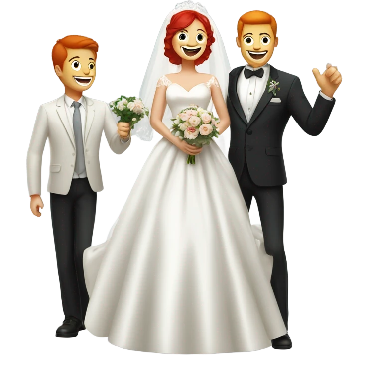 family wedding moment of joy bride redhead emoji