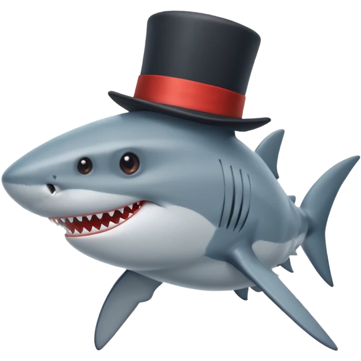 Shark with a top hat emoji
