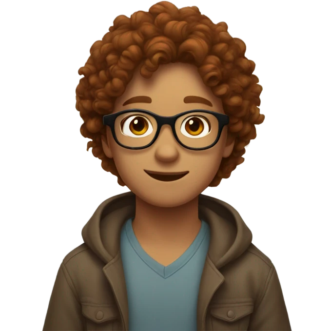 A boy with glasses and dark curly hair hugging a ginger girl emoji