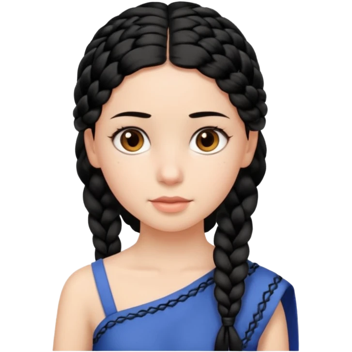 Girl with black braid  on one shoulder  emoji