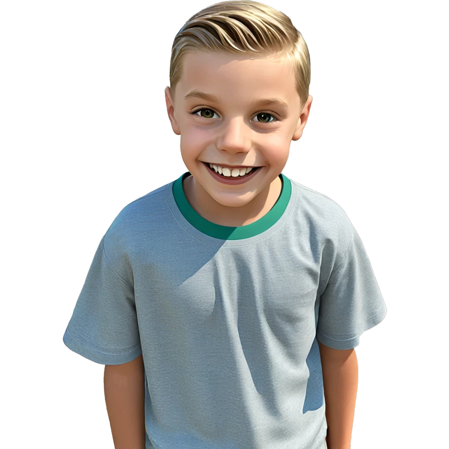 smiling boy in outdoor setting emoji