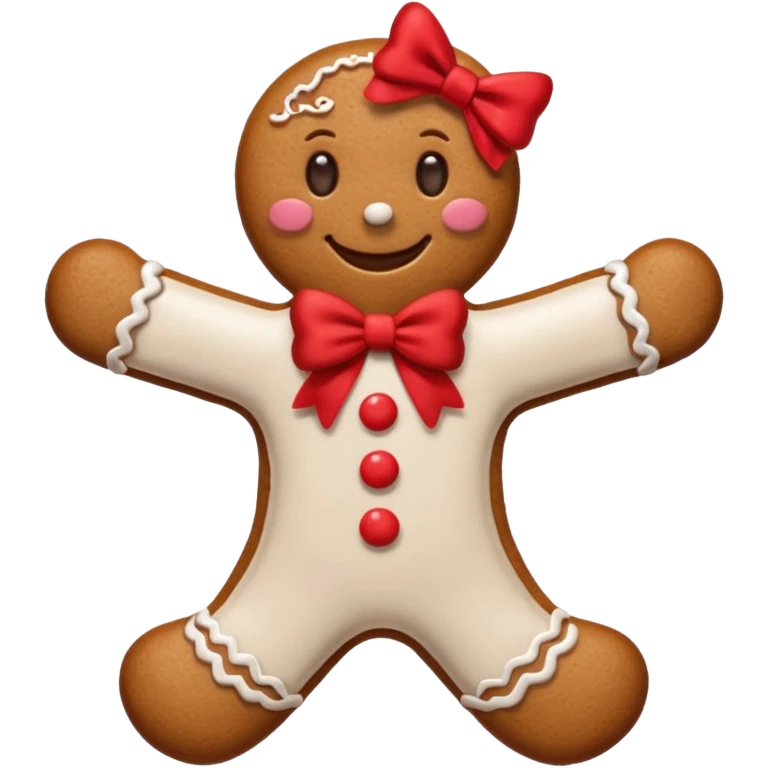 Gingerbread man with a red bow emoji