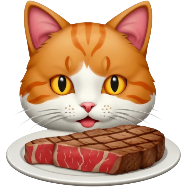 Cat eating steak  emoji