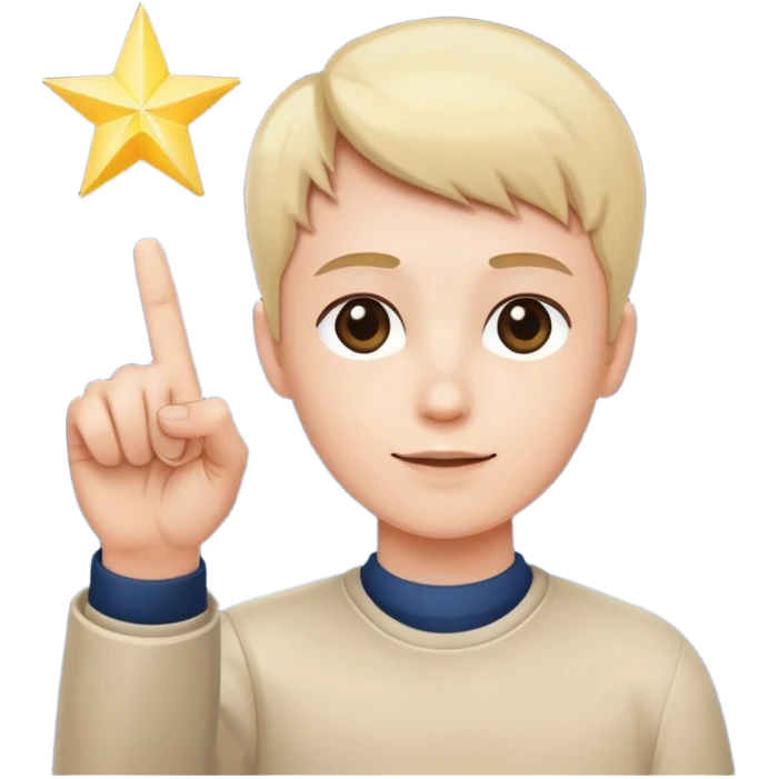 index finger pointing upward with a glowing star at the fingertip emoji