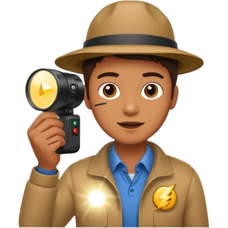 Photographer with flash speedlight emoji