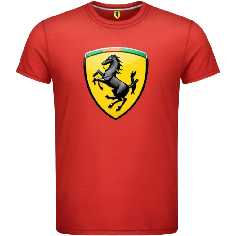 A red tshirt with a ferrari logo emoji
