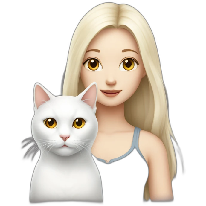 white cat and a girl emoji