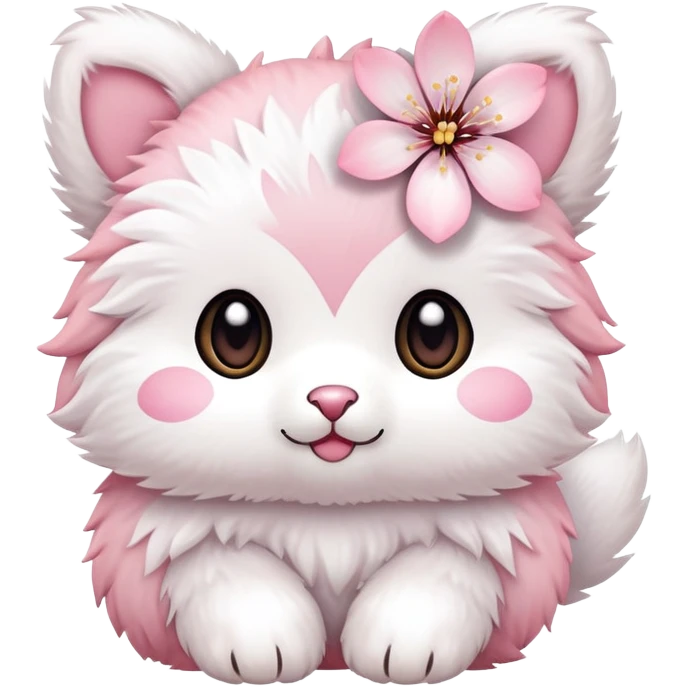Cute Pastel pink and white Cherry Blossom Sakura Animal emoji
