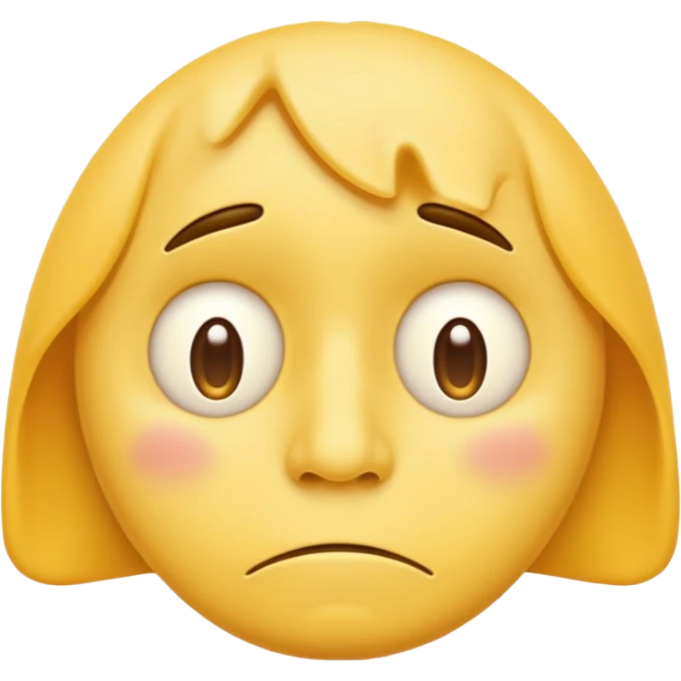 yellow face emoji with a tired expression, droopy eyes, subtle frown, classic emoji style emoji