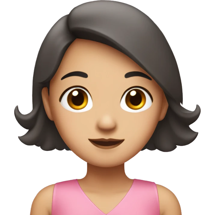 Asian girl wearing a pink dress with a sweetheart neckline emoji