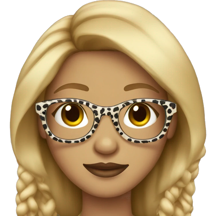 Dark blonde with animal print glasses emoji