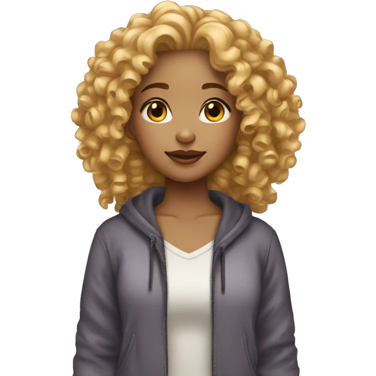 One curly light skin girl  emoji