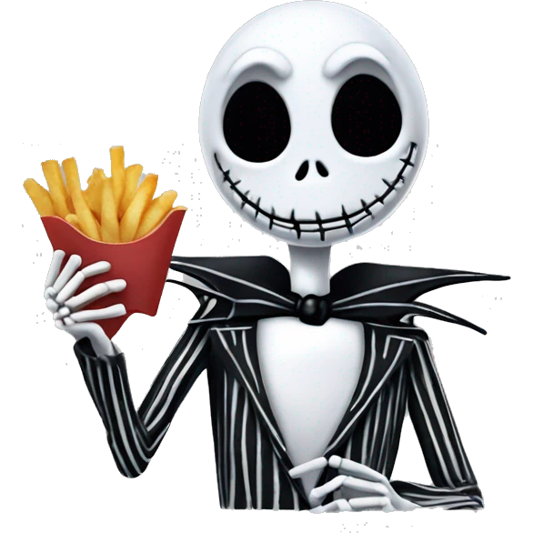 Jack skellington eating fries emoji
