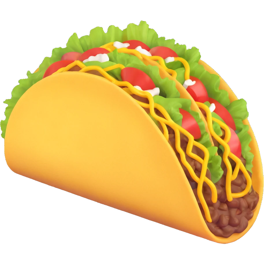 Make the taco much bigger and more visible, keeping the playful 3D emoji style, with no background. emoji
