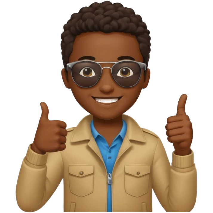 Creat light black kid with this "👍, 👈, 😀, 😎, reaction and make him habesha emoji