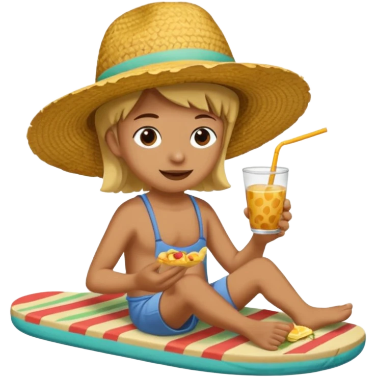 Gars Créole réunionnais chapeau paille tong au pieds  emoji