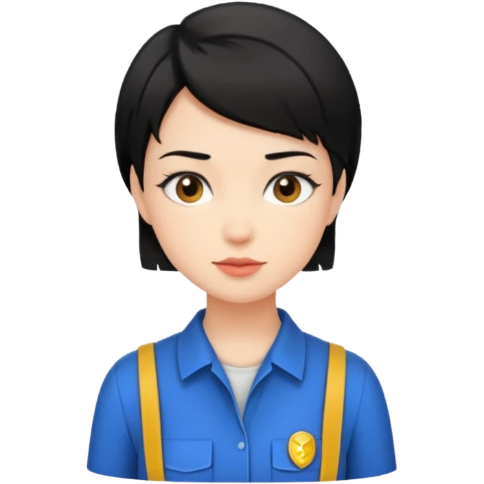 검은 단발머리의 젊은 여성 가이드. emoji