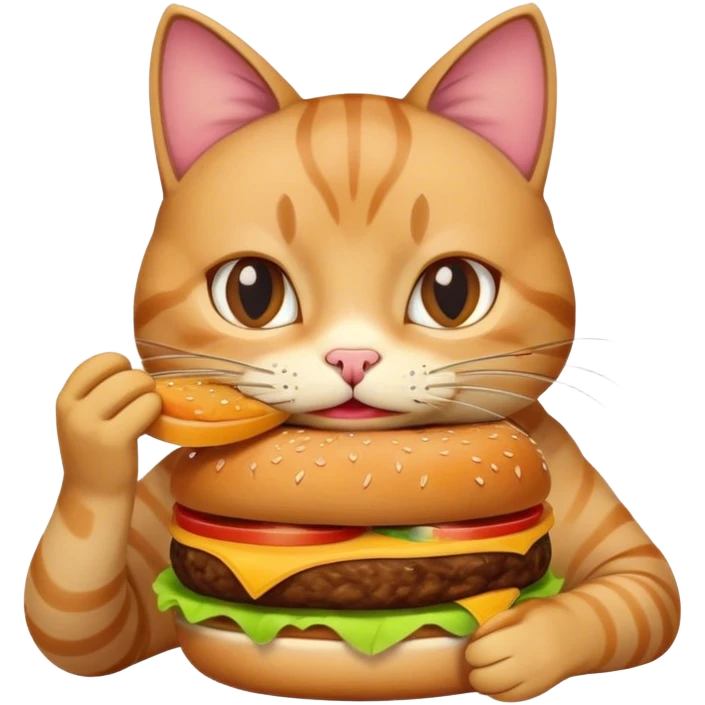 Cat with a burger emoji