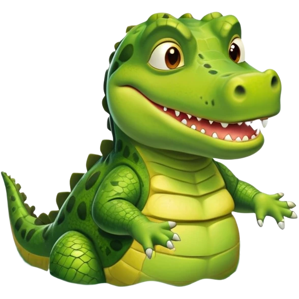 Green Shrekodil (mix of Shrek and crocodile) swimming breaststroke in a puddle emoji